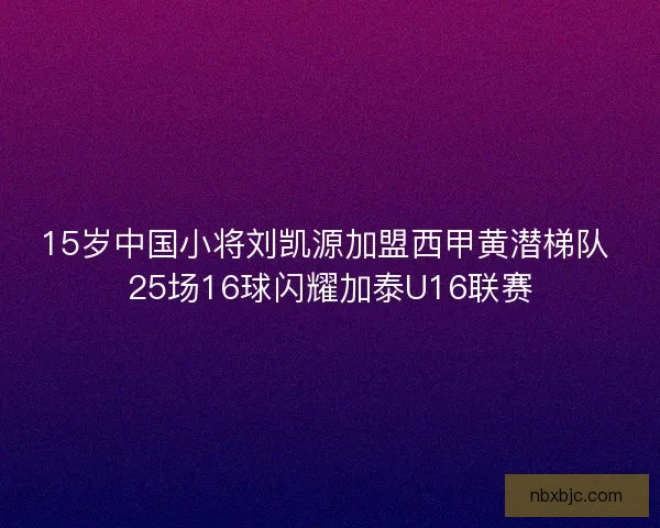 15岁中国小将刘凯源加盟西甲黄潜梯队 25场16球闪耀加泰U16联赛