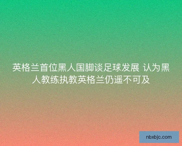 英格兰首位黑人国脚谈足球发展 认为黑人教练执教英格兰仍遥不可及 英格兰首位黑人国脚谈足球发展 认为黑人教练执教英格兰仍遥不可及