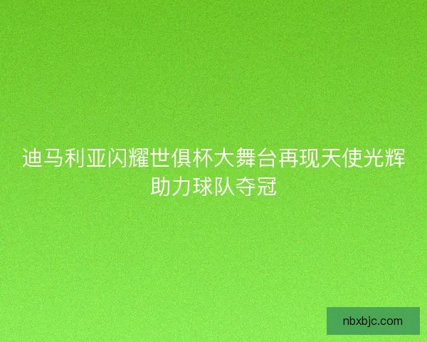 迪马利亚闪耀世俱杯大舞台再现天使光辉助力球队夺冠